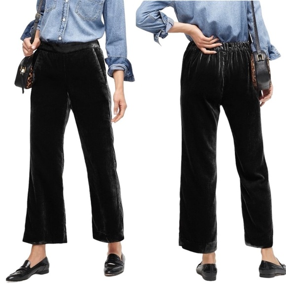 J. Crew Black Velvet Pull on Peyton Pants Size 4 - Picture 1 of 7